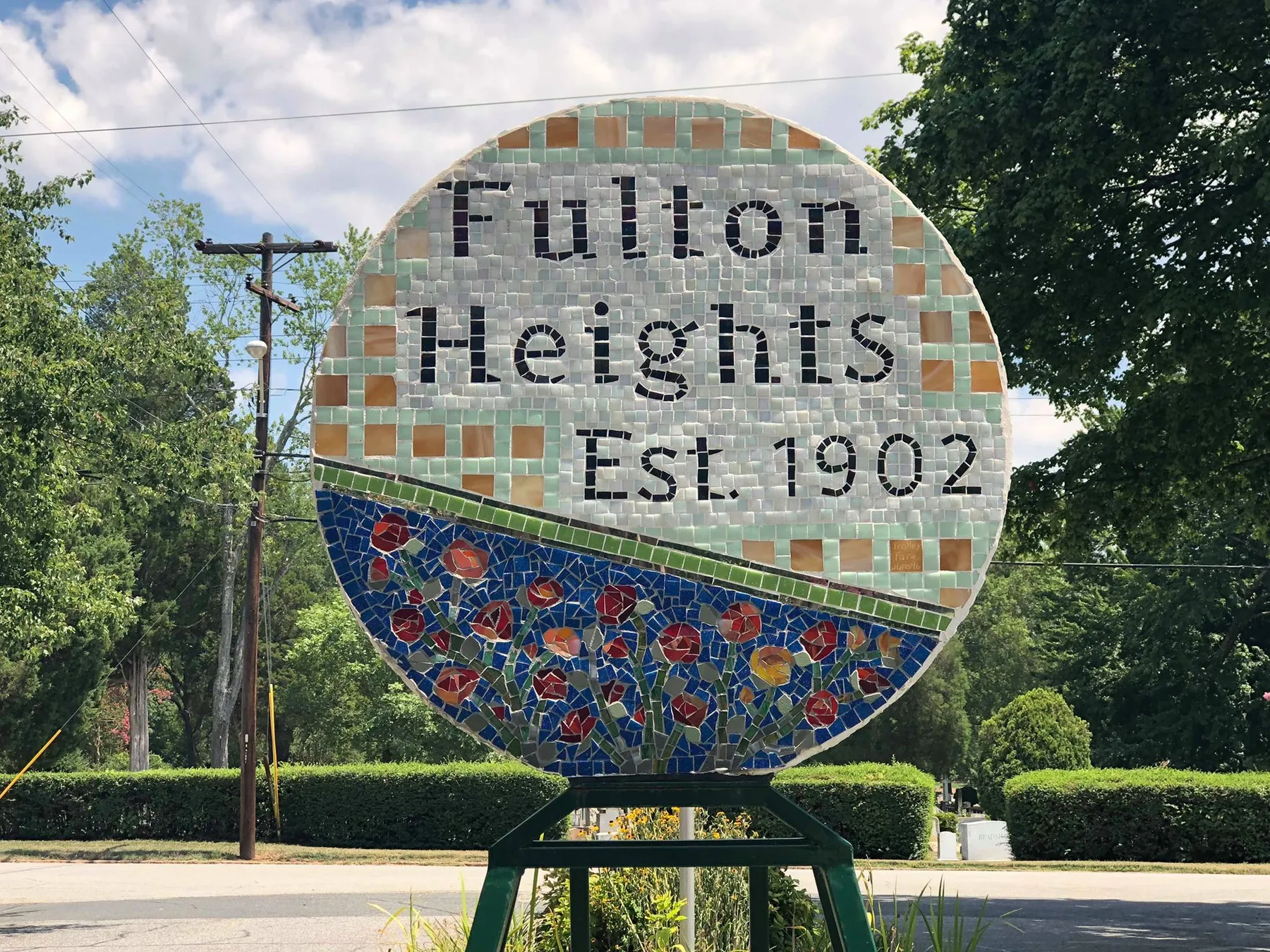 The Fulton Heights neighborhood sign in Salisbury, NC